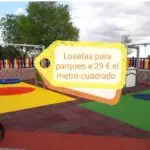 Losetas parque infantil. Xanquímicos suministran mobiliario urbano y columpios parques infantiles