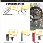 Complementos urbanos con precios visibles. Xanquímicos venden mobiliario urbano y vallas peatonales